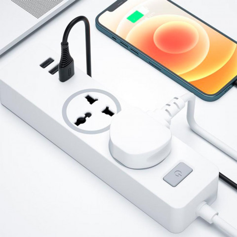 Мережевий подовжувач фільтр XO WL04 2 Розетки + 3 USB 1.8м White